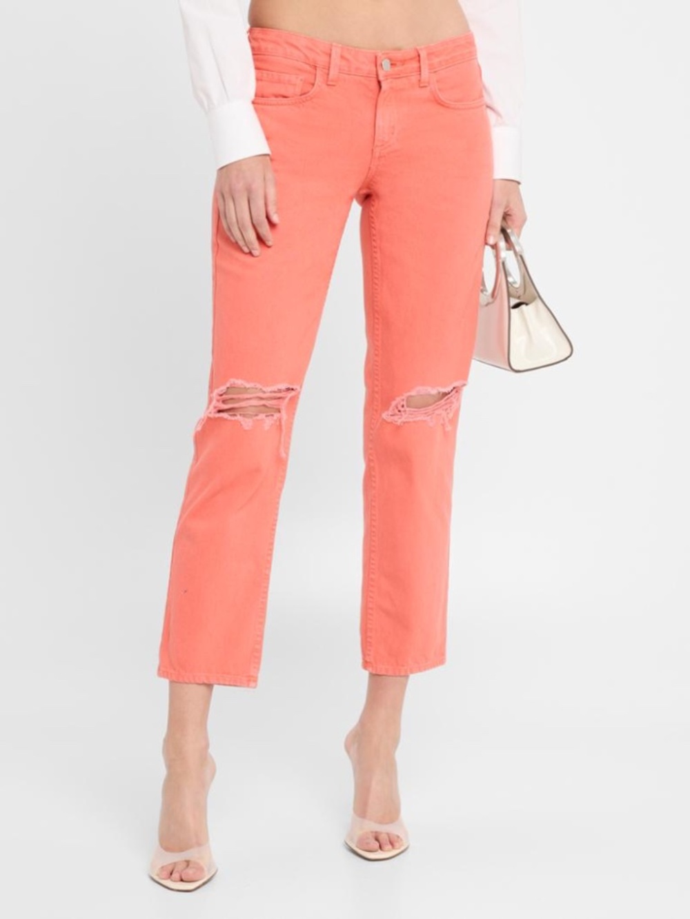 NWOT [L'Agence] Low Rise Coral Distressed Cropped < Nevia > Jeans | 30 Medium 10